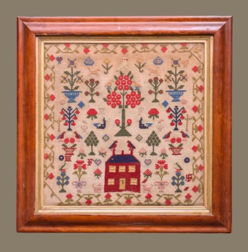 Charming Early Victorian Needlework Sampler