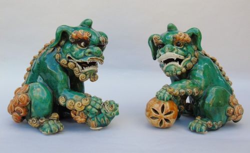 Good Pair of 19th Century Chinese Dogs of Fo Sancai