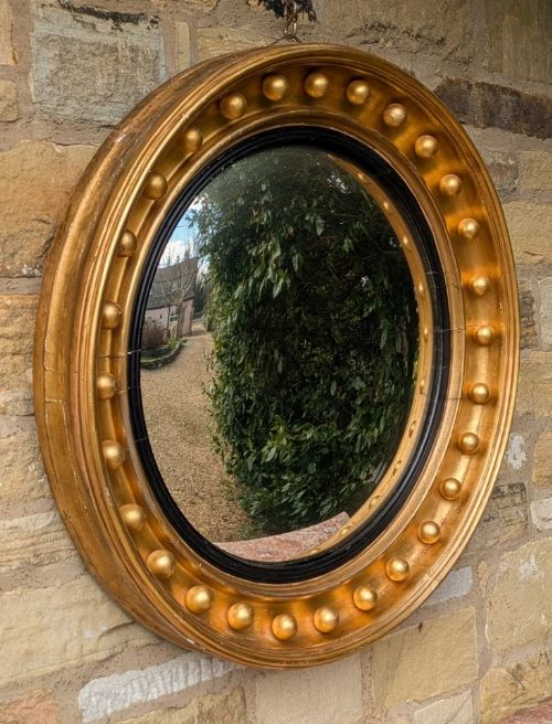 fig 1. Good Large Regency Circular Gilt Convex Mirror
