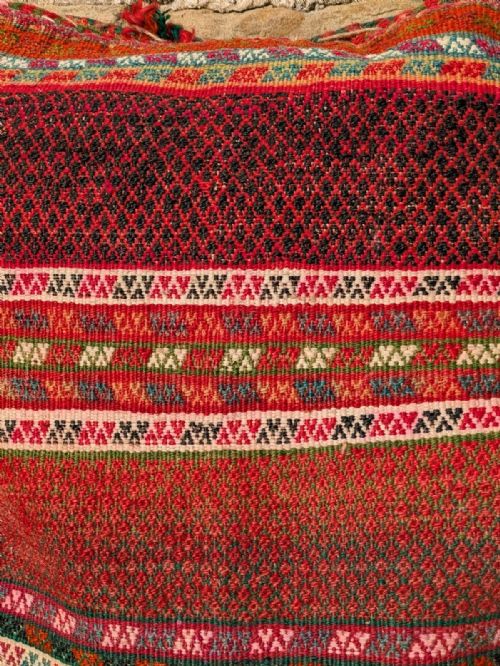 ANTIQUE TRIBAL BAG FACE CUSHION HAND WOVEN LARGE - ADDITIONAL PHOTO 1