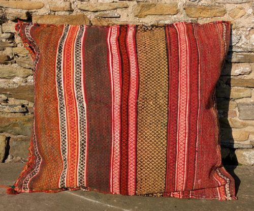 ANTIQUE TRIBAL BAG FACE CUSHION HAND WOVEN LARGE - ADDITIONAL PHOTO 3