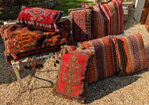 ANTIQUE TRIBAL BAG FACE CUSHION HAND WOVEN LARGE - ADDITIONAL PHOTO 4
