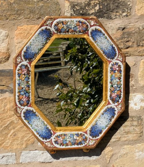 Good Large 19th Century Micromosaic & Gilded Wall Mirror