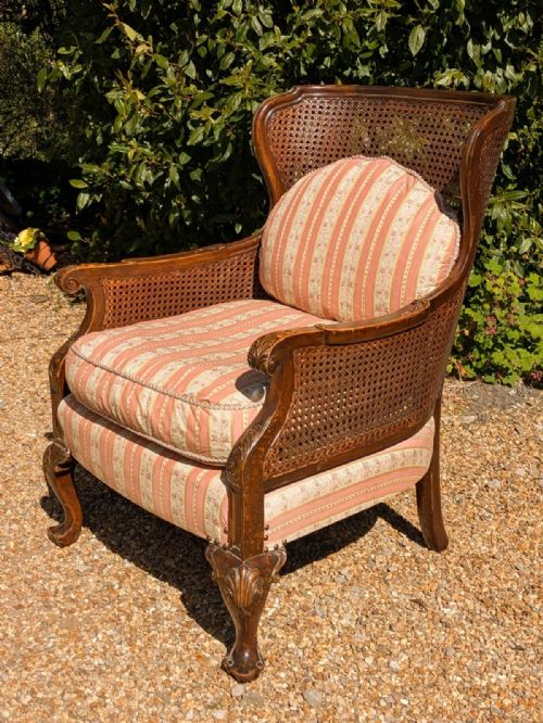 fig 1. Antique Bergere Armchair Feather Filled Cushions