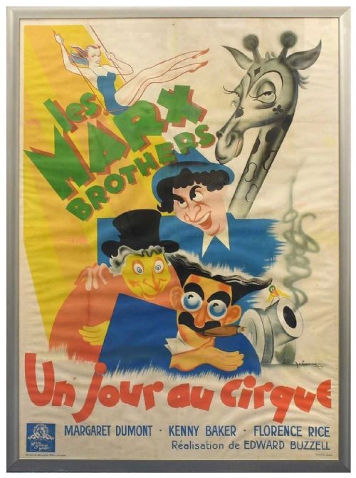 Enormous Marx Brothers Original Film Poster 'Un Jour Au Cirque'