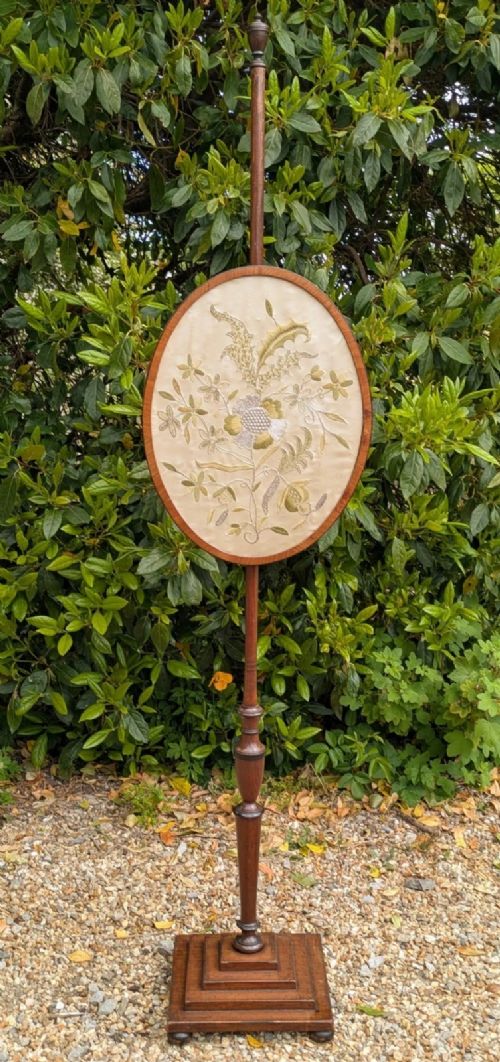 Antique Regency Pole Screen Embroidery
