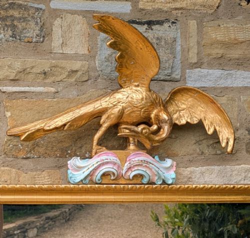 REGENCY GILT AND GESSO RECTANGULAR WALL MIRROR HOHO BIRD CREST - ADDITIONAL PHOTO 1