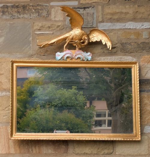 REGENCY GILT AND GESSO RECTANGULAR WALL MIRROR HOHO BIRD CREST - ADDITIONAL PHOTO 2