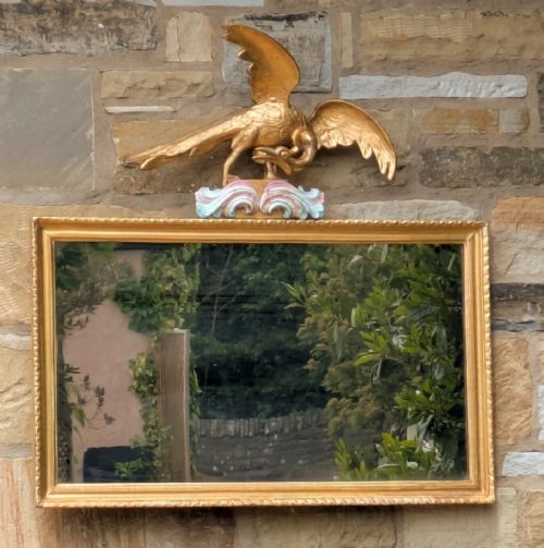 REGENCY GILT AND GESSO RECTANGULAR WALL MIRROR HOHO BIRD CREST - ADDITIONAL PHOTO 8
