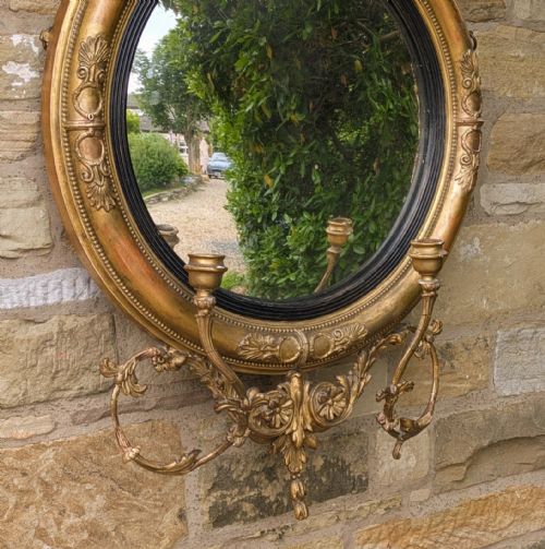 fig 1. Regency Gilt and Gesso Convex Mirror