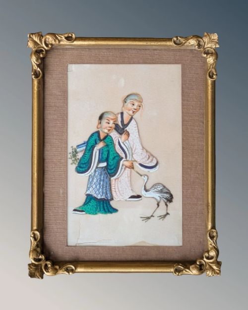 Neat Chinese Painting on Pith 19th Century