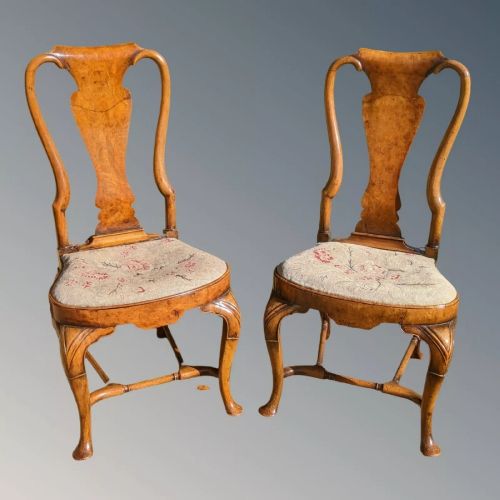 Fine Pair of Queen Anne Walnut Chairs by Charles Tozer