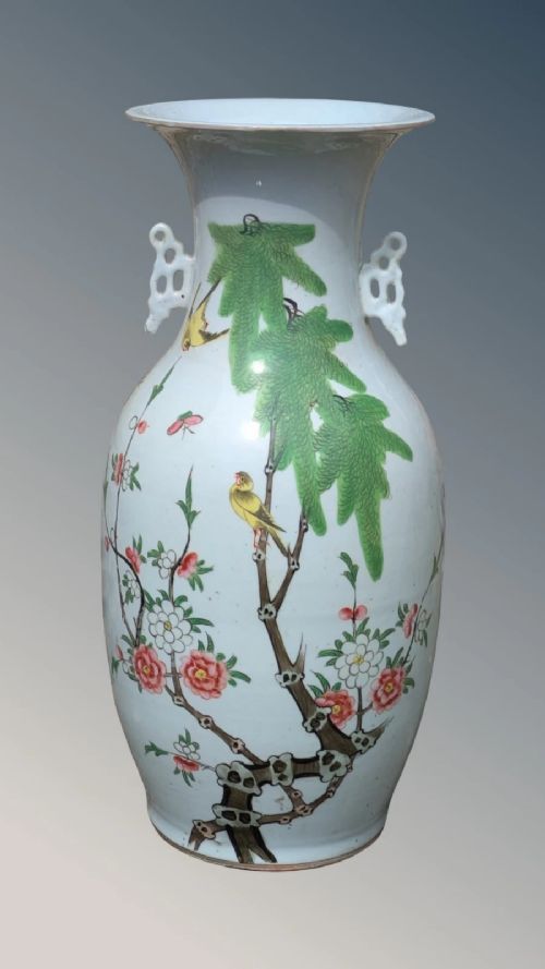 fig 1. Antique Chinese Porcelain Vase Hand Enamelled Famille Verte