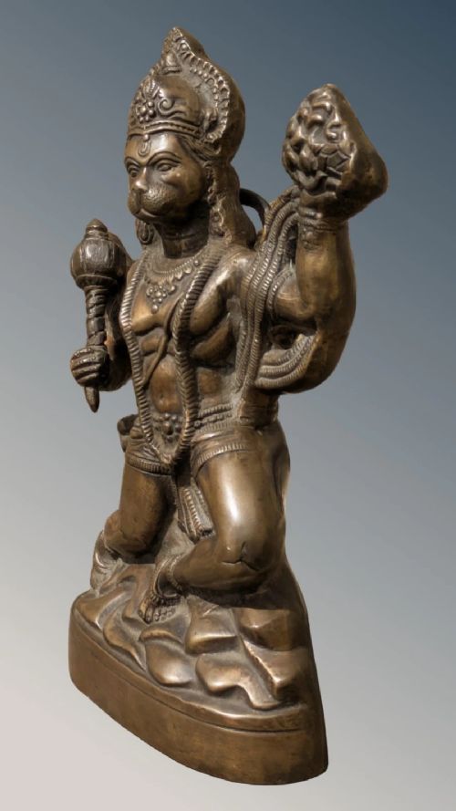 fig 2. Antique Bronze Statue Hanuman with Sanjivani Parvat