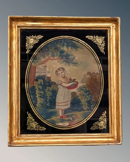 CHARMING PAIR OF EARLY 19TH CENTURY SILKWORK PICTURES EMBROIDERY - ADDITIONAL PHOTO 1