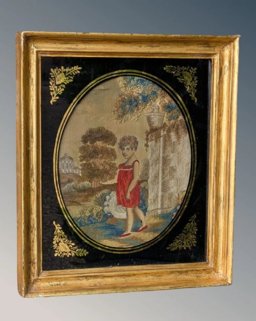 CHARMING PAIR OF EARLY 19TH CENTURY SILKWORK PICTURES EMBROIDERY - ADDITIONAL PHOTO 2