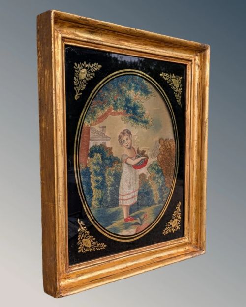 CHARMING PAIR OF EARLY 19TH CENTURY SILKWORK PICTURES EMBROIDERY - ADDITIONAL PHOTO 3