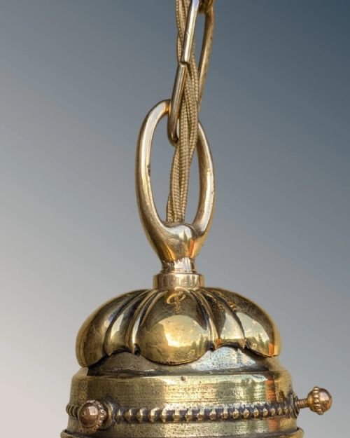 PRETTY EARLY 20TH CENTURY PENDANT LIGHT WITH HOLOPHANE SHADE - ADDITIONAL PHOTO 4