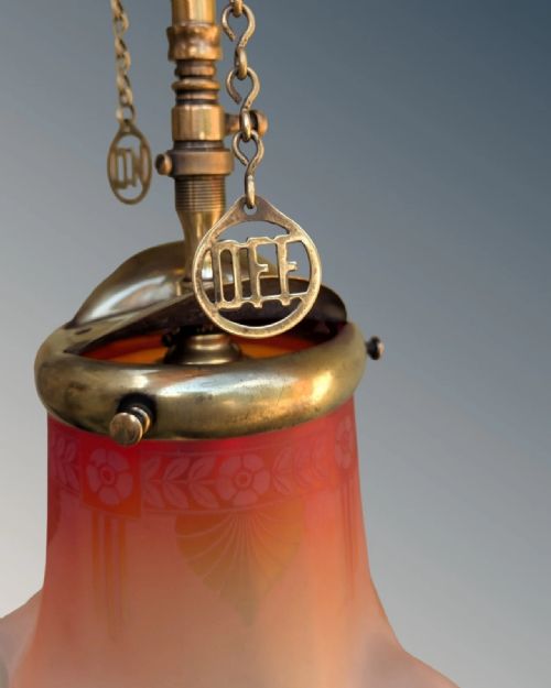 PRETTY BRASS AND ETCHED GLASS LIGHT - ADDITIONAL PHOTO 3