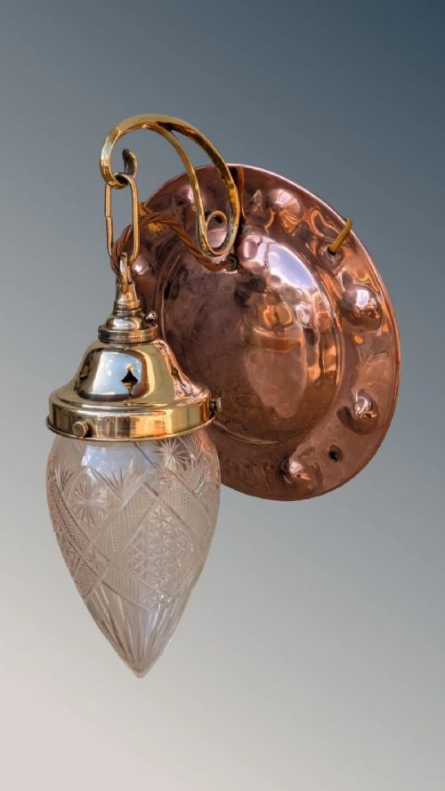 Arts and Crafts Wall Light Copper and Brass