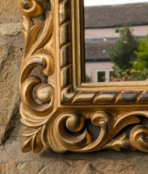 ANTIQUE HAND CARVED FLORENTINE GILT WOOD MIRROR - ADDITIONAL PHOTO 2