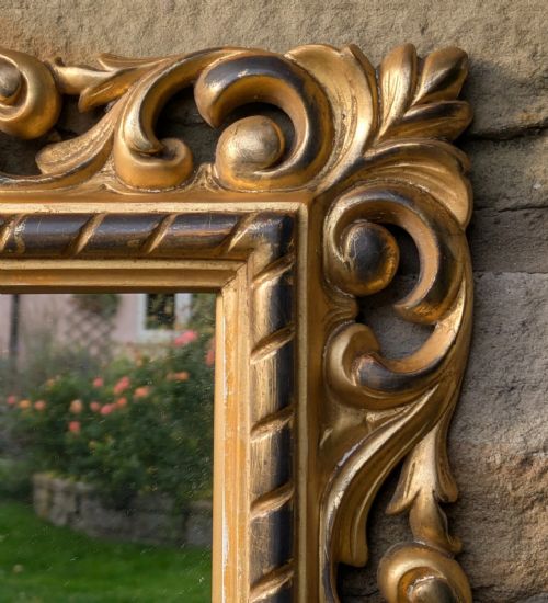 ANTIQUE HAND CARVED FLORENTINE GILT WOOD MIRROR - ADDITIONAL PHOTO 5
