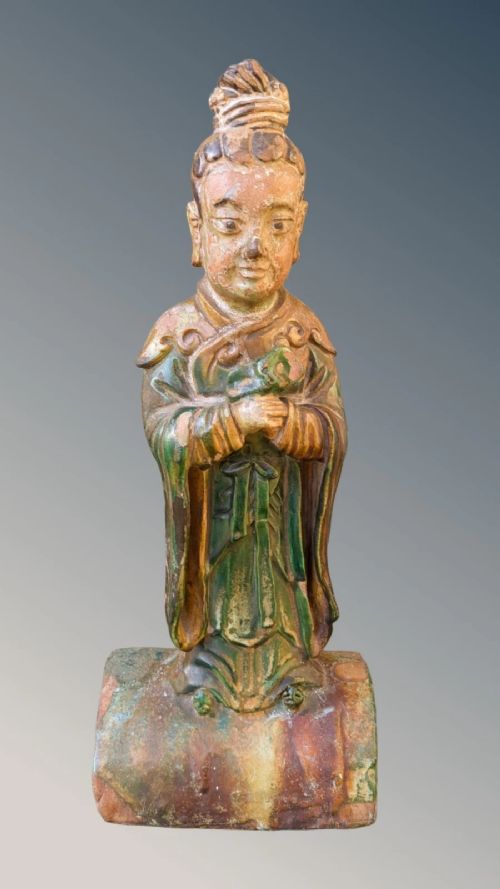 Antique Sancai Chinese Roof Ridge Tile Qing
