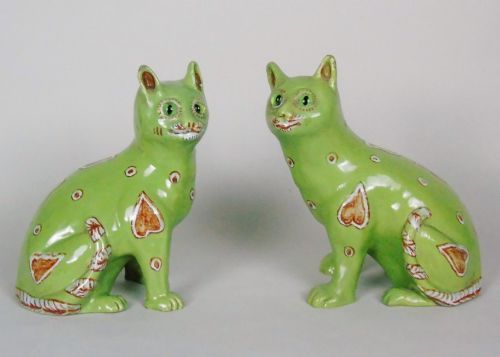 19th Century Mosanic Galle Style Cats
