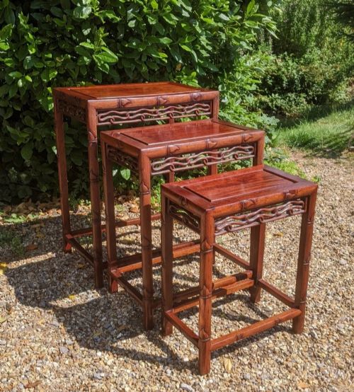 Antique Chinese Huanghuali Rosewood Nest of 3 Tables