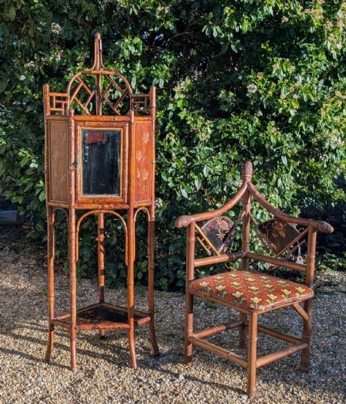 PRETTY ANTIQUE BAMBOO CABINET AESTHETIC PERIOD - ADDITIONAL PHOTO 8