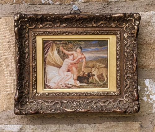 ANTIQUE PAINTING AFTER TITIAN VENUS AND ADONIS GILT FRAME