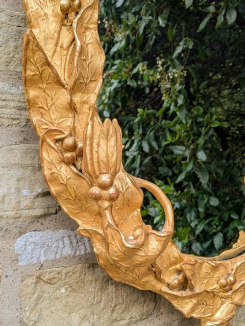 STUNNING 19TH CENTURY GILT WOOD OVAL MIRROR - ADDITIONAL PHOTO 3