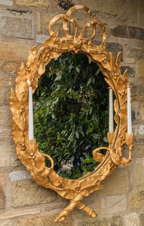 STUNNING 19TH CENTURY GILT WOOD OVAL MIRROR - ADDITIONAL PHOTO 4