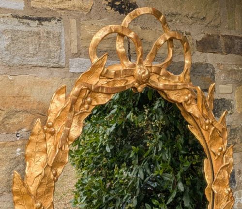 STUNNING 19TH CENTURY GILT WOOD OVAL MIRROR - ADDITIONAL PHOTO 6