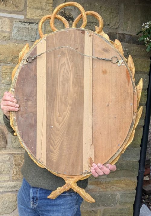 STUNNING 19TH CENTURY GILT WOOD OVAL MIRROR - ADDITIONAL PHOTO 7