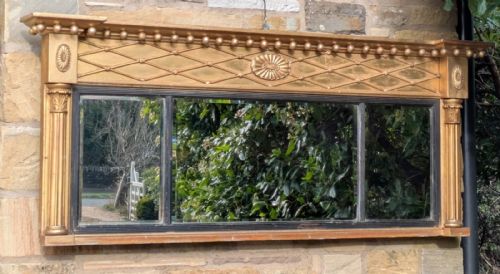 LARGE REGENCY TRIPLE PLATE OVERMANTEL MIRROR - ADDITIONAL PHOTO 3