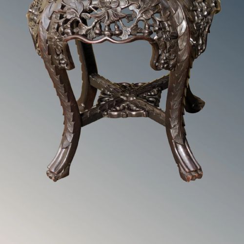 ANTIQUE CHINESE ROSEWOOD ROUGE MARBLE JARDINIERE STAND - ADDITIONAL PHOTO 4