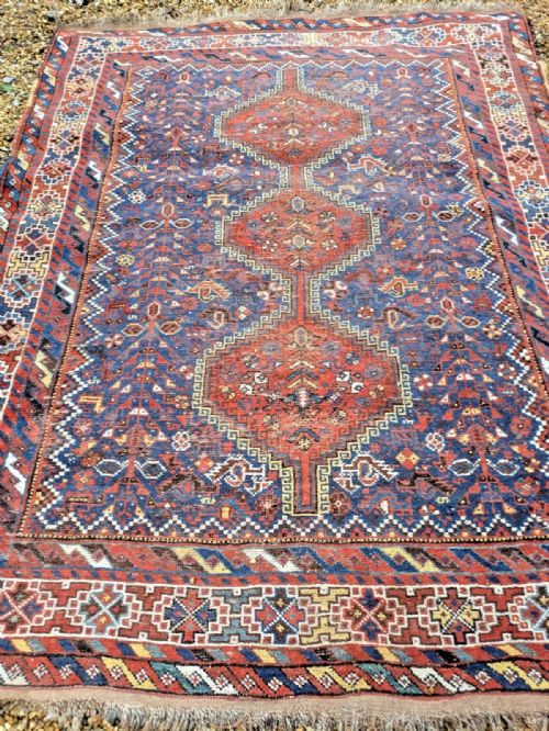 ANTIQUE TRIBAL KAMSEH CARPET RUG - ADDITIONAL PHOTO 2