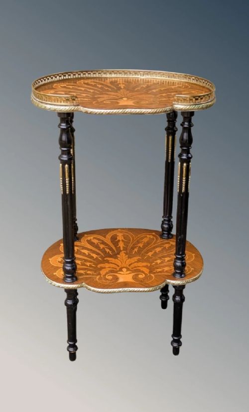Antique French Inlaid Bedside or Lamp Table Etagere