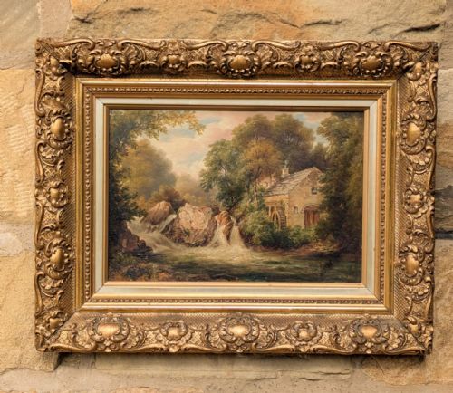 19th Century Oil Painting Ailsie Crag & Old Mill