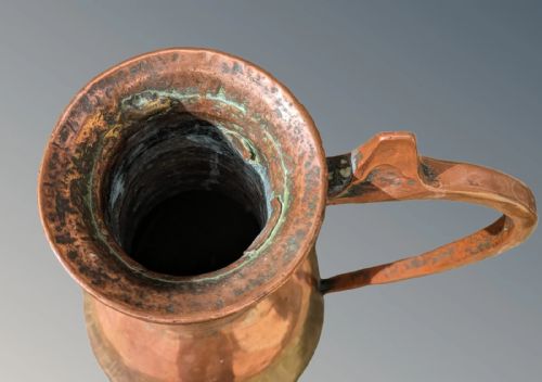 GOOD LARGE ARTS CRAFTS COPPER FLAGON - ADDITIONAL PHOTO 3