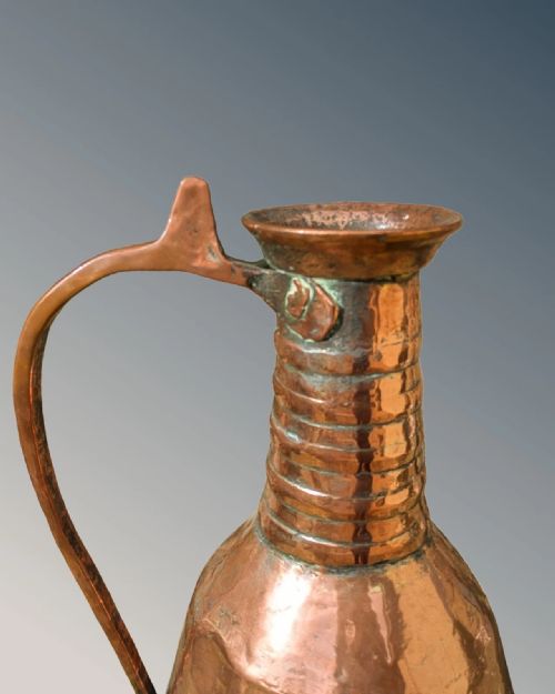 GOOD LARGE ARTS CRAFTS COPPER FLAGON - ADDITIONAL PHOTO 2