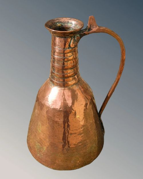 GOOD LARGE ARTS CRAFTS COPPER FLAGON - ADDITIONAL PHOTO 4
