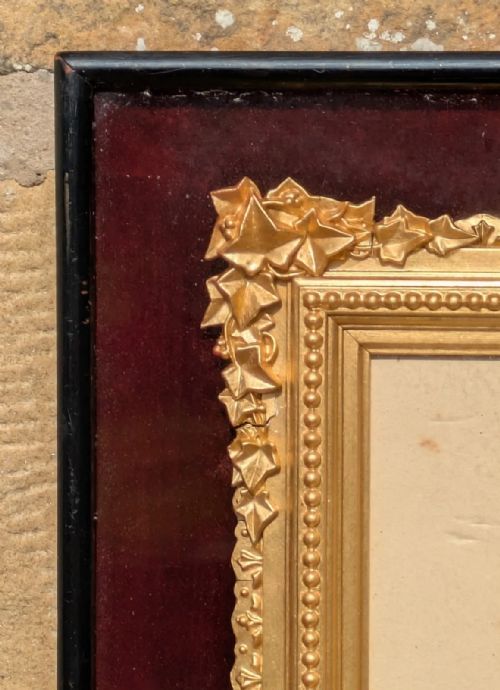 fig 1. Rare Victorian Ivy Leaf Gilt Frame Glazed Box Velvet Mount