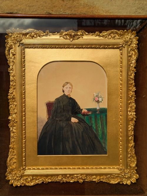 fig 1. Rare Victorian Gilt Frame Deep Box Portrait with Gilt & Velvet Mount