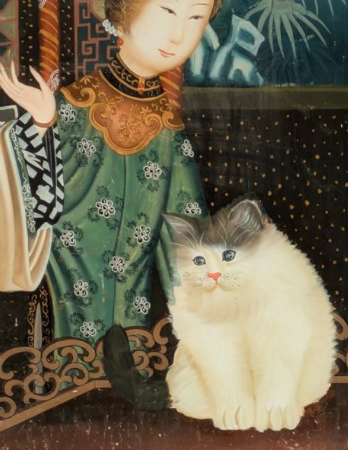 LARGE CHINESE REVERSE PAINTING ON GLASS - ADDITIONAL PHOTO 3