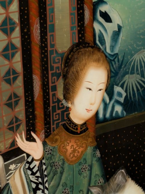 LARGE CHINESE REVERSE PAINTING ON GLASS - ADDITIONAL PHOTO 5