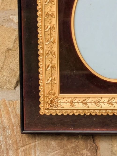 fig 1. Rare Victorian Oval Gilt Frame Deep Glazed Box Velvet Mount (I)