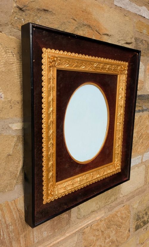 fig 2. Rare Victorian Oval Gilt Frame Deep Glazed Box Velvet Mount (I)