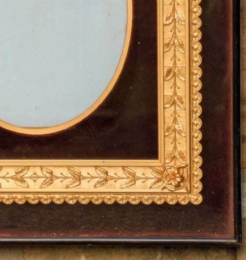 fig 2. Rare Victorian Oval Gilt Frame Deep Glazed Box Ebony & Velvet Mount (J)